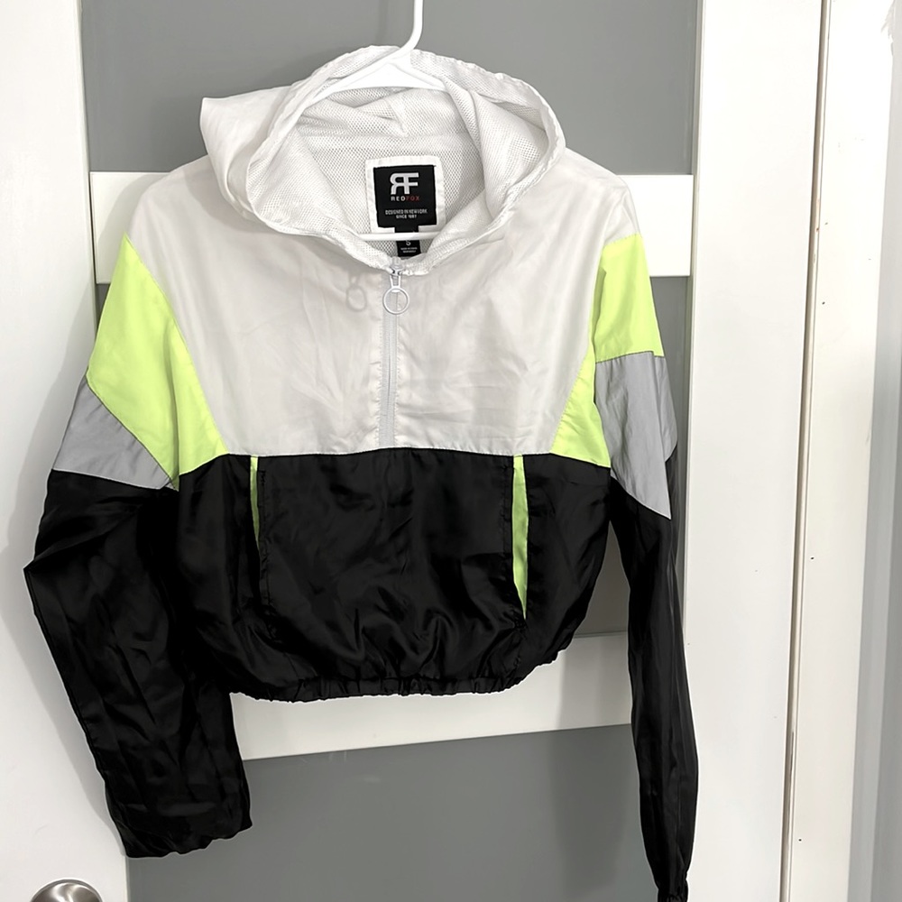 Red Fox Girls Multi Color 1/4 Zip Long Sleeve Pullover Hoodie Windbreaker Size S